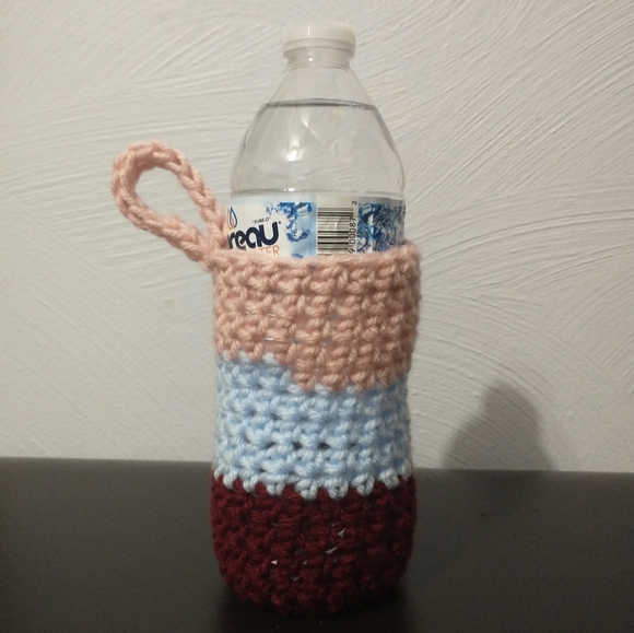 Handmade JFaith Designs Striped Water Bottle Bag - Picture 1 of 4